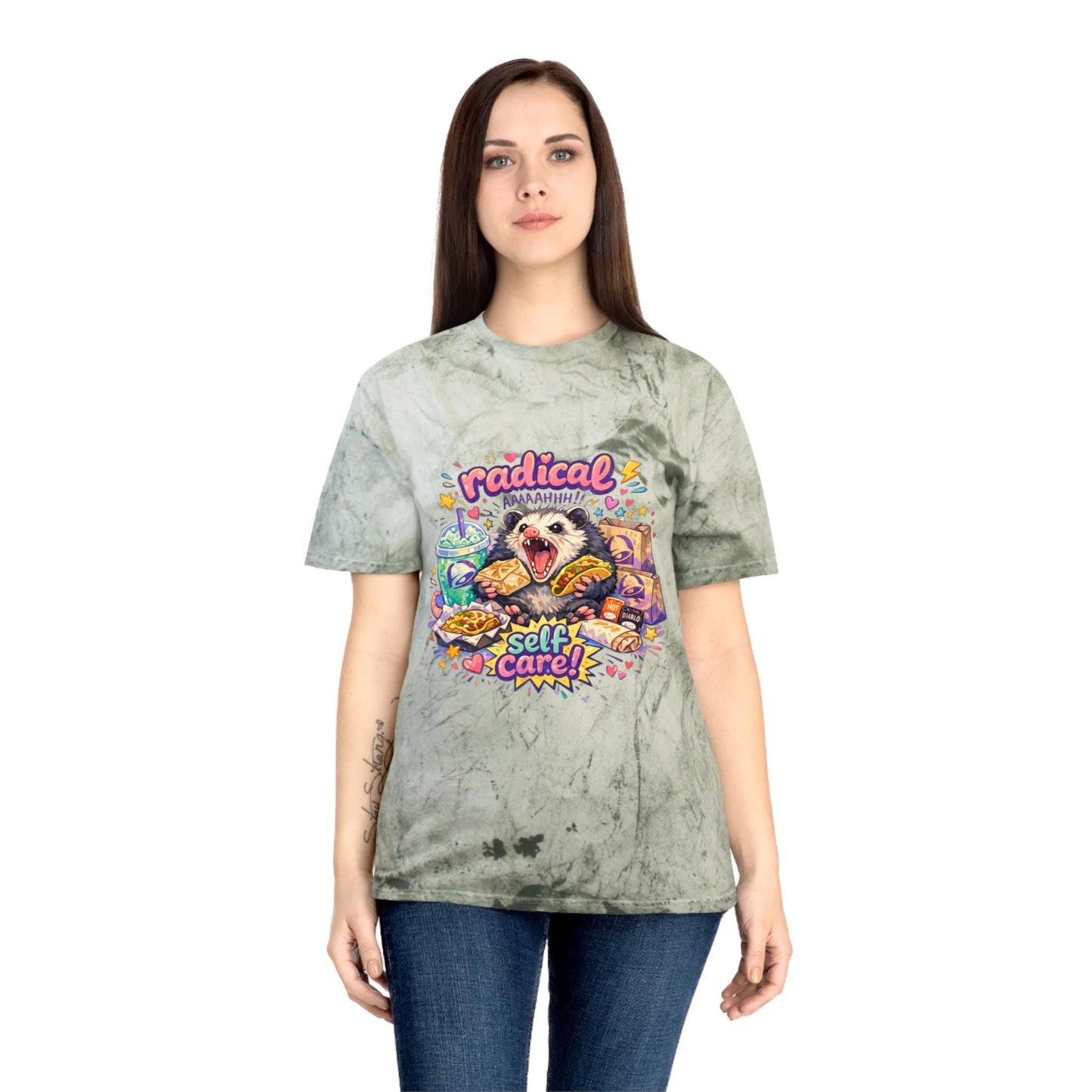 Radical Self Care possum T-Shirt | Tie Dye Relaxation Illustration