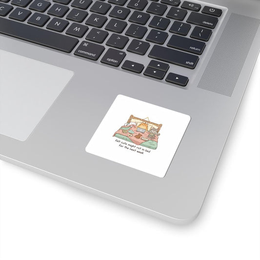 Bed Rot Nap Club Sticker | Cozy Cat Laptop Humor