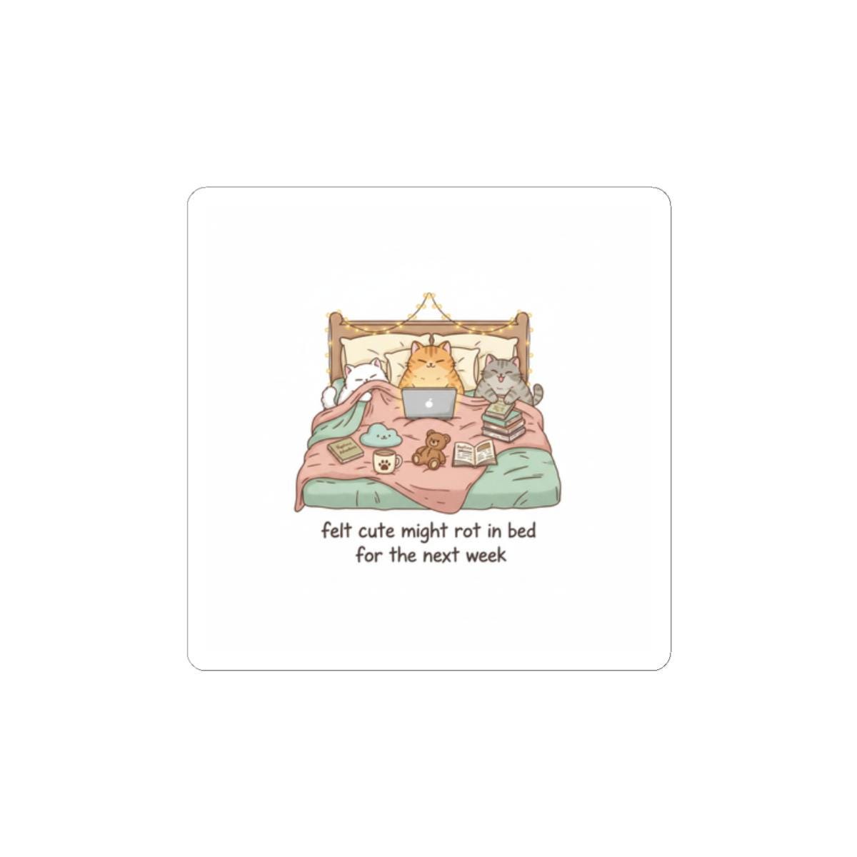 Bed Rot Nap Club Sticker | Cozy Cat Laptop Humor