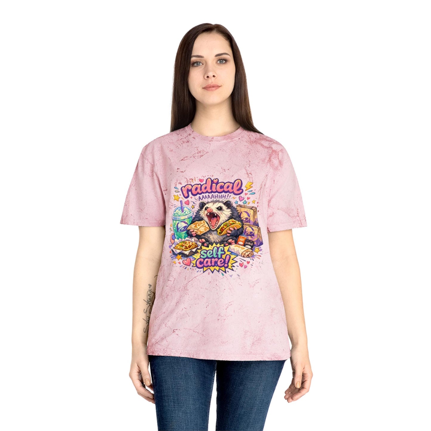 Radical Self Care possum T-Shirt | Tie Dye Relaxation Illustration