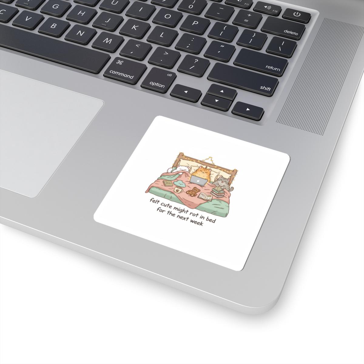 Bed Rot Nap Club Sticker | Cozy Cat Laptop Humor