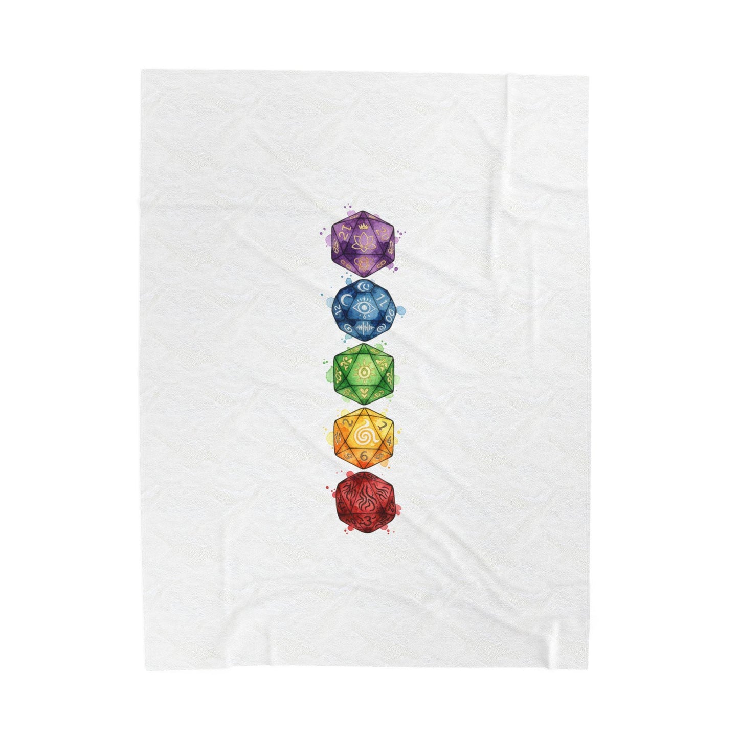 Chakra Dice Stack Velveteen Plush Blanket | Fantasy RPG, Witchy Medieval Home Throw