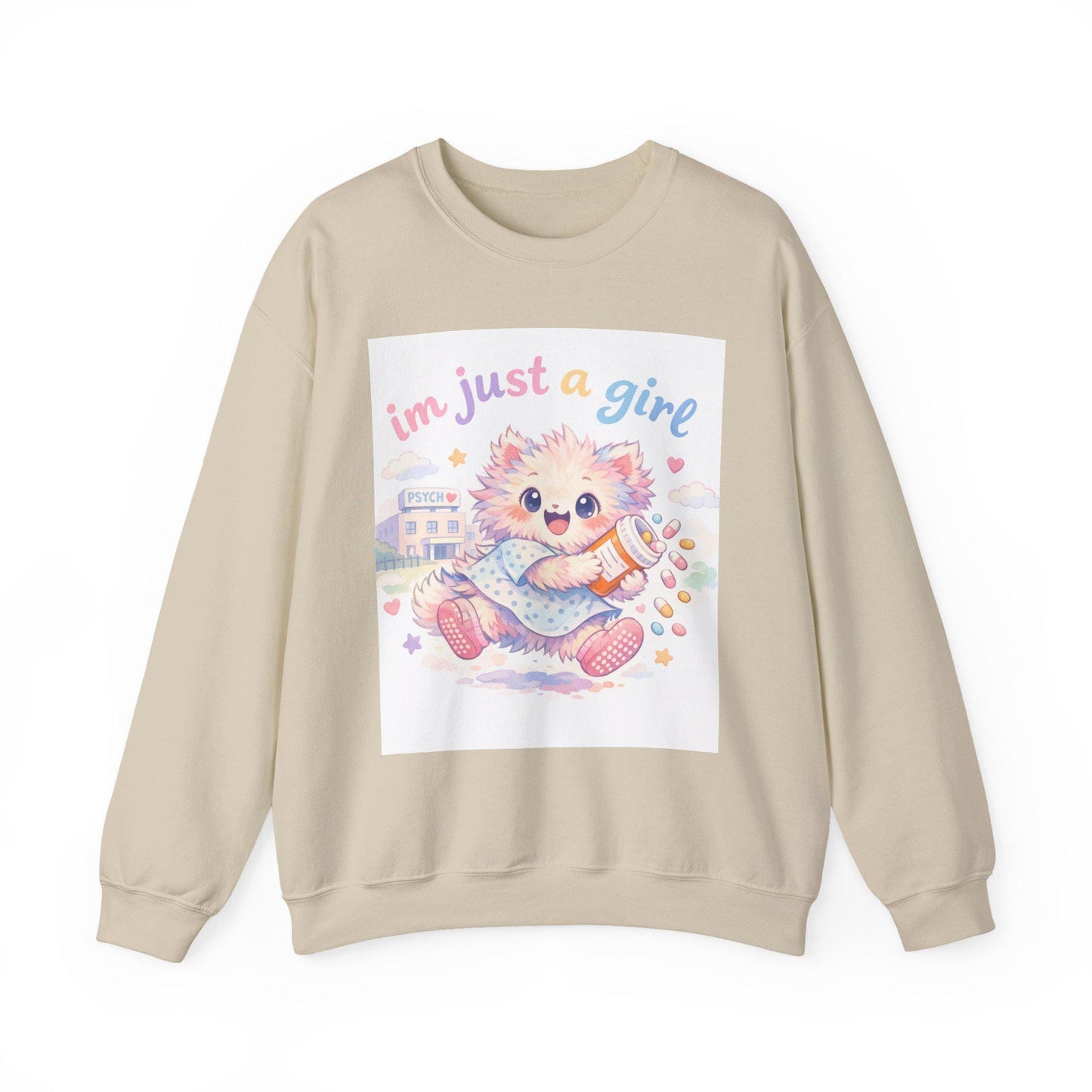 Pastel Kitten Crewneck Sweatshirt | "I'm Just a Girl" Design