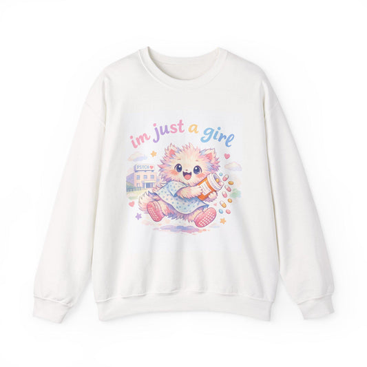 Pastel Kitten Crewneck Sweatshirt | "I'm Just a Girl" Design