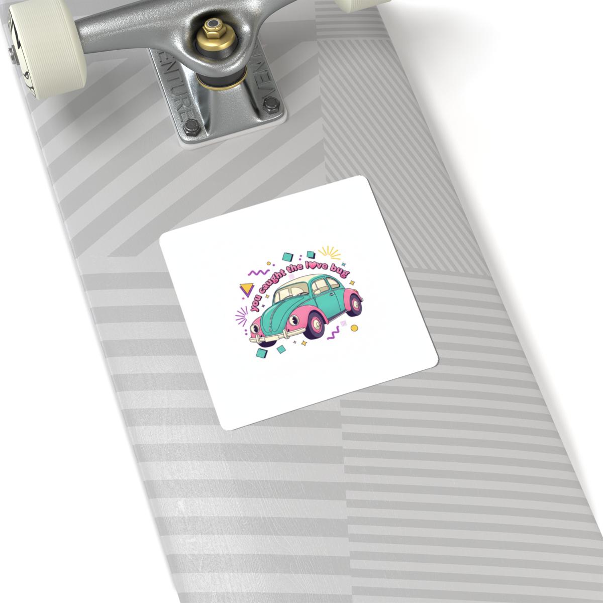 Retro Cartoon Beetle Sticker | Vintage Car Illustration, Racing Flames