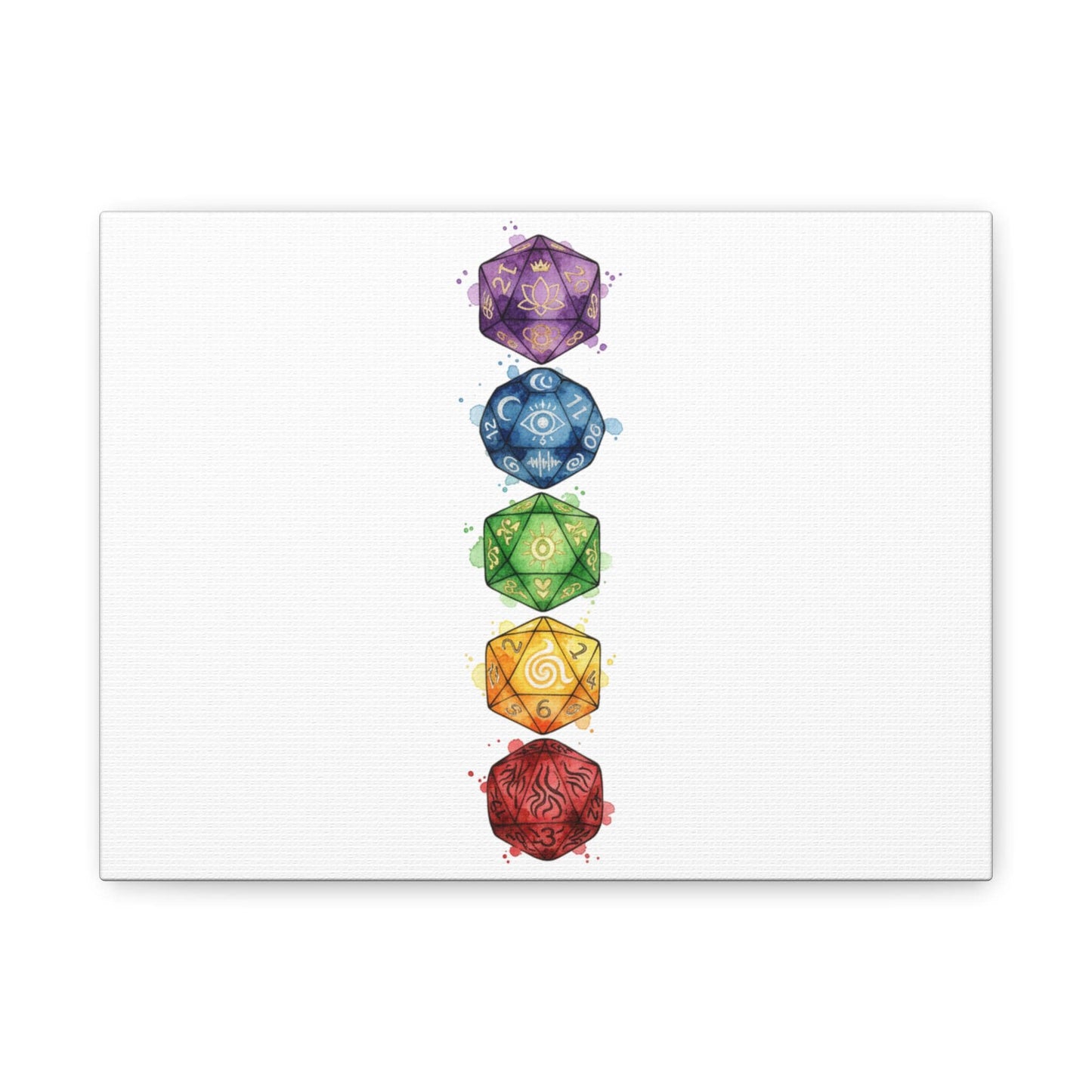 Rainbow Polyhedra Canvas | Fantasy Dice Wall Art, Witchy Medieval Nerdcore