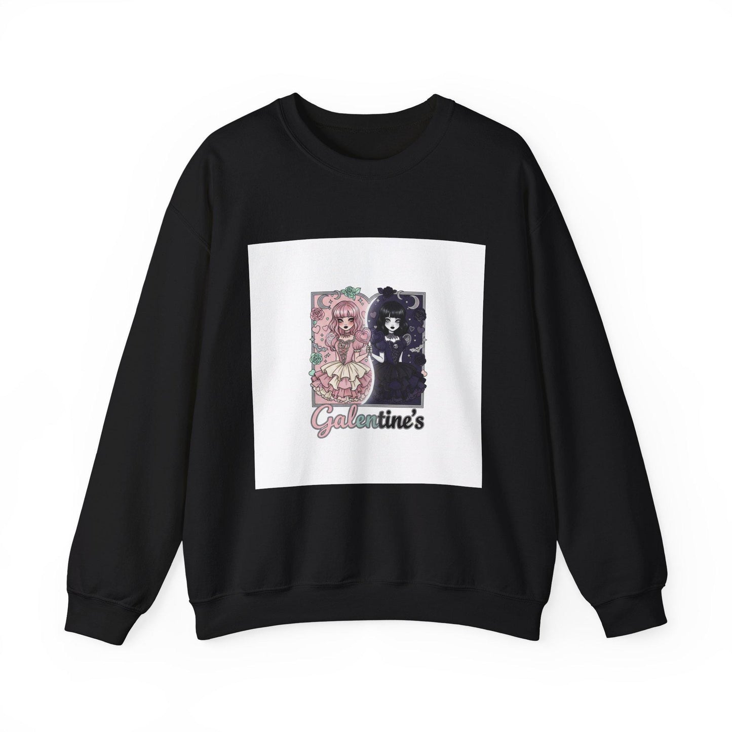 Galentine's Cat Duo Sweatshirt | Floral Pink & Black Kitty Design