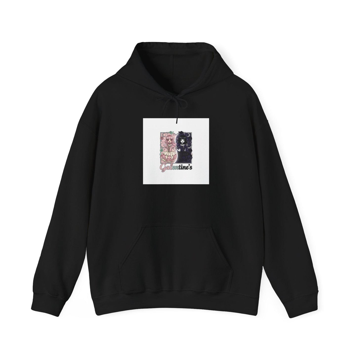 Valentines Aesthetic Photo Collage Hoodie | Heart, Vintage Floral, Black & Pink