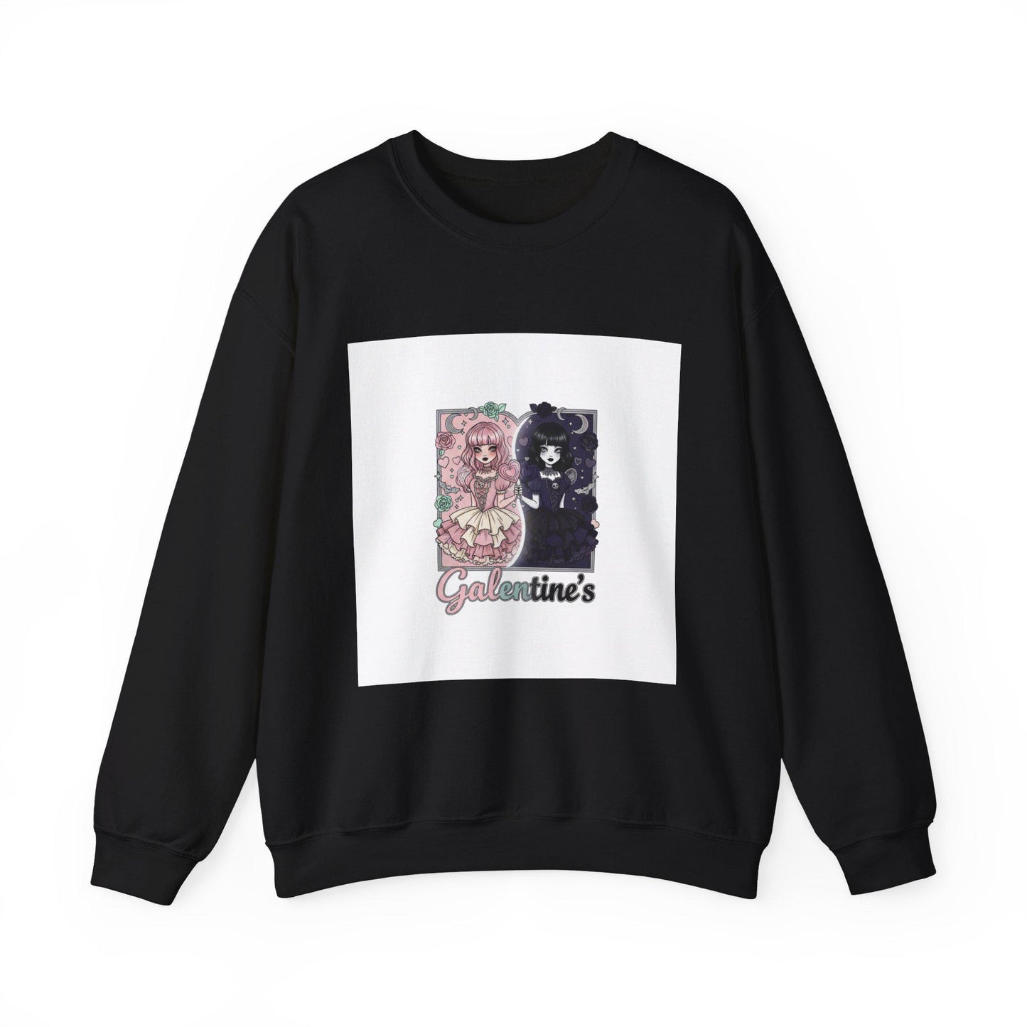 Galentine's Cat Duo Sweatshirt | Floral Pink & Black Kitty Design