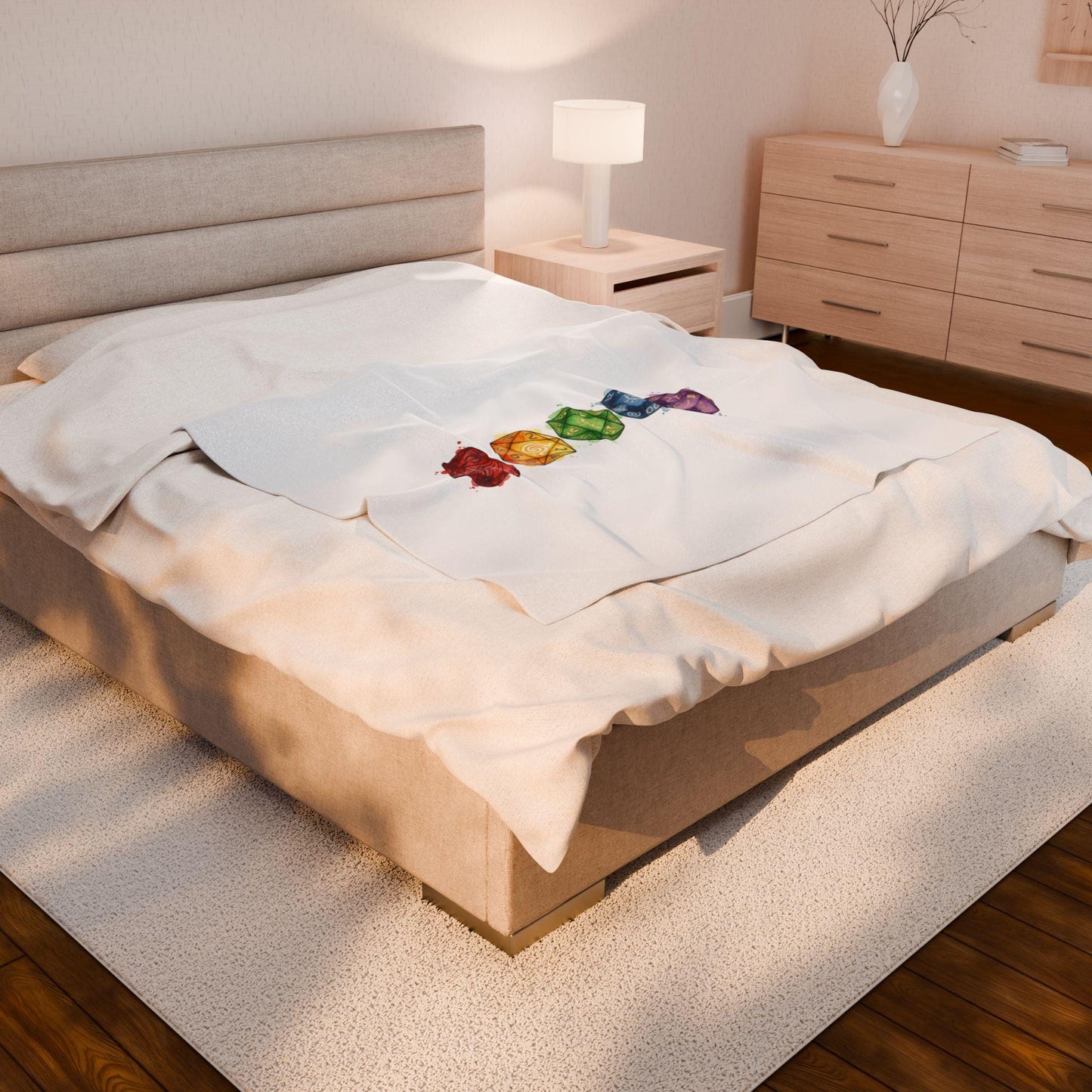Chakra Dice Stack Velveteen Plush Blanket | Fantasy RPG, Witchy Medieval Home Throw