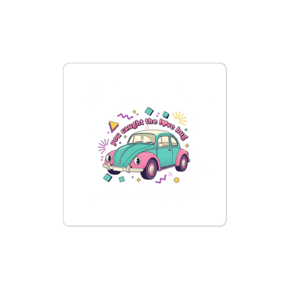 Retro Cartoon Beetle Sticker | Vintage Car Illustration, Racing Flames