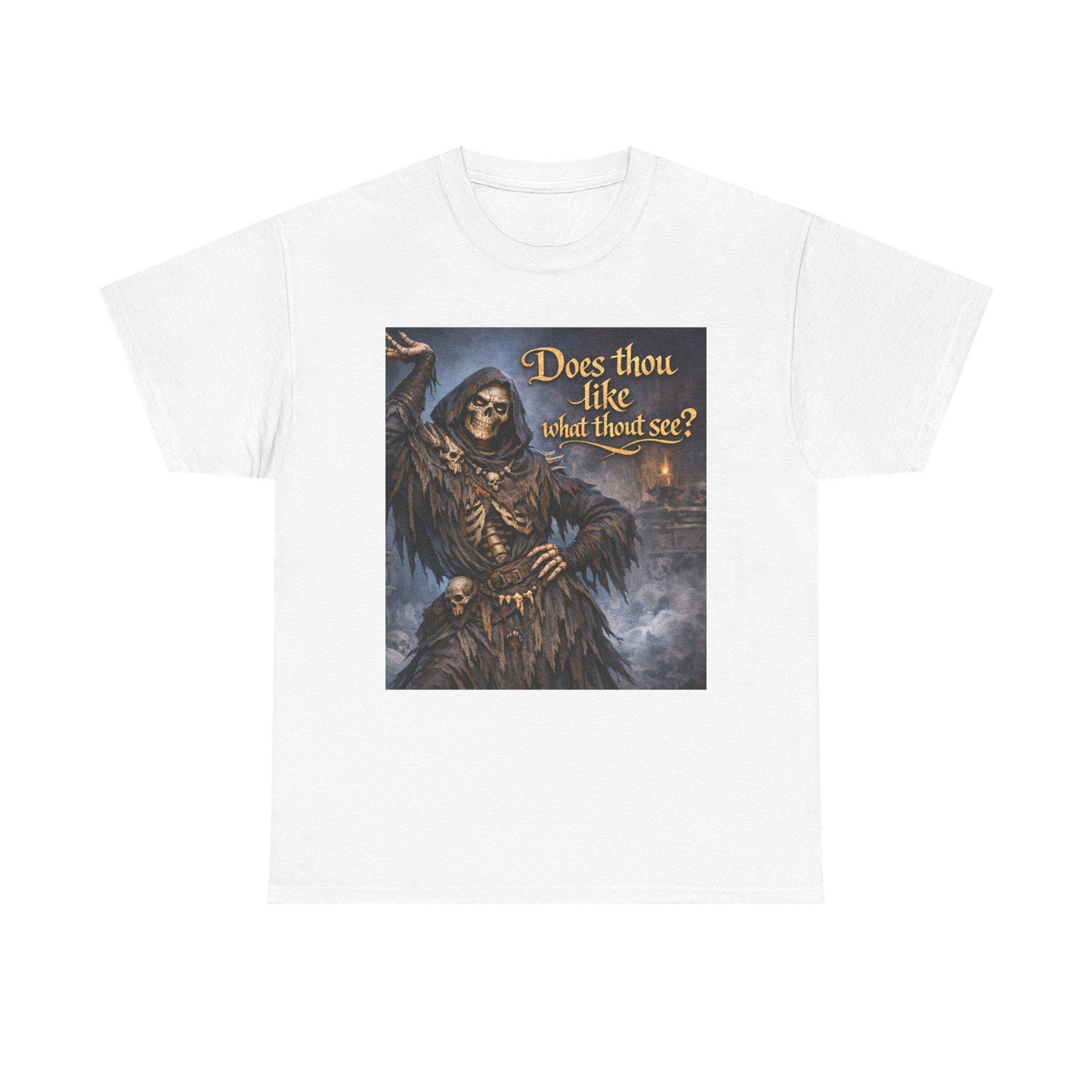 Grim Reaper Illustration Tee | Does thou like what thou see? Shirt, Gothic Skull