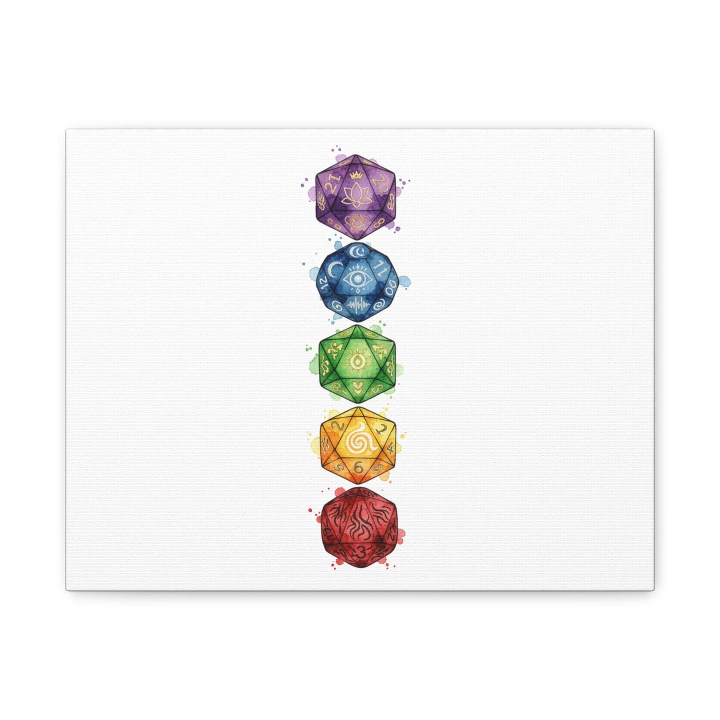 Rainbow Polyhedra Canvas | Fantasy Dice Wall Art, Witchy Medieval Nerdcore