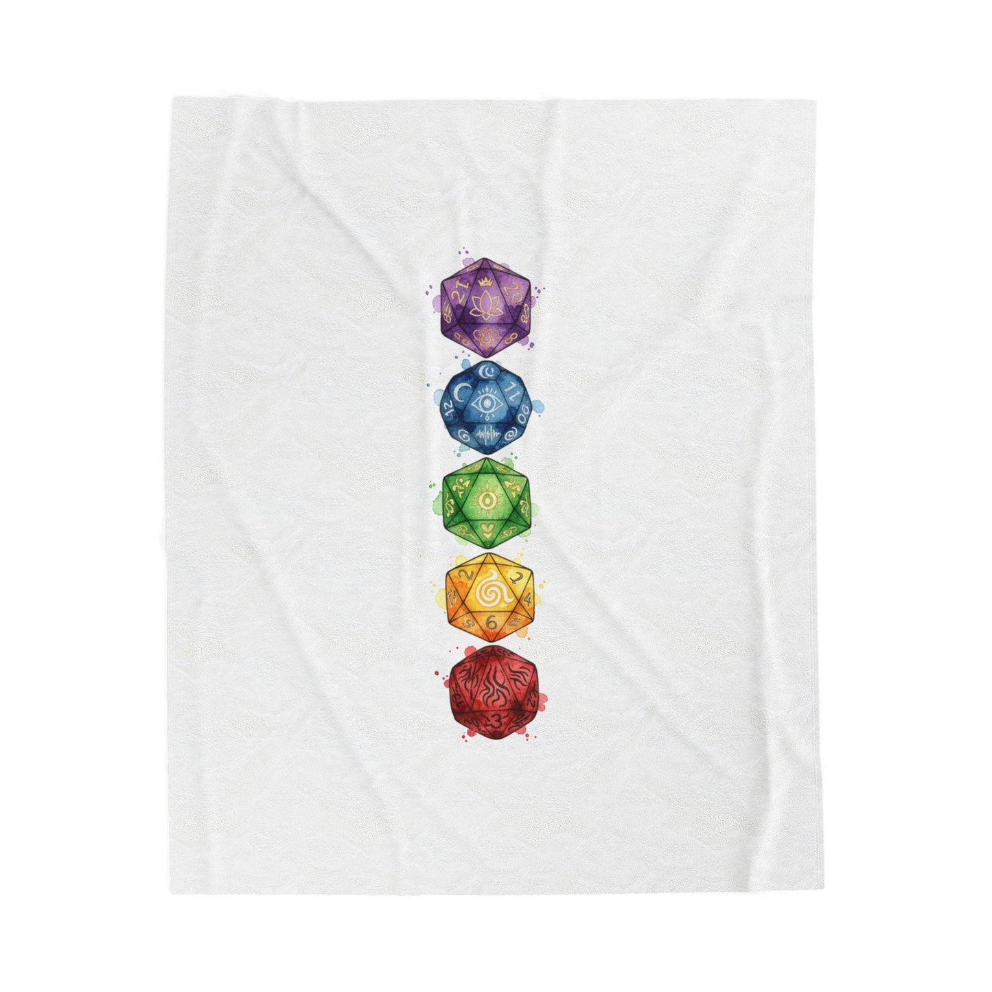 Chakra Dice Stack Velveteen Plush Blanket | Fantasy RPG, Witchy Medieval Home Throw