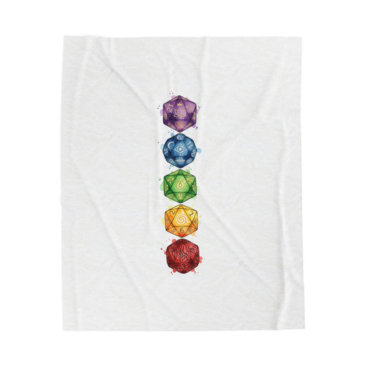 Chakra Dice Stack Velveteen Plush Blanket | Fantasy RPG, Witchy Medieval Home Throw