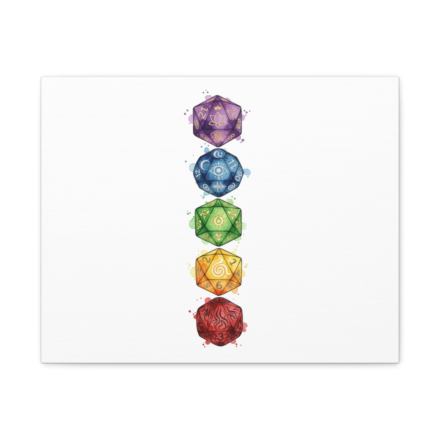 Rainbow Polyhedra Canvas | Fantasy Dice Wall Art, Witchy Medieval Nerdcore