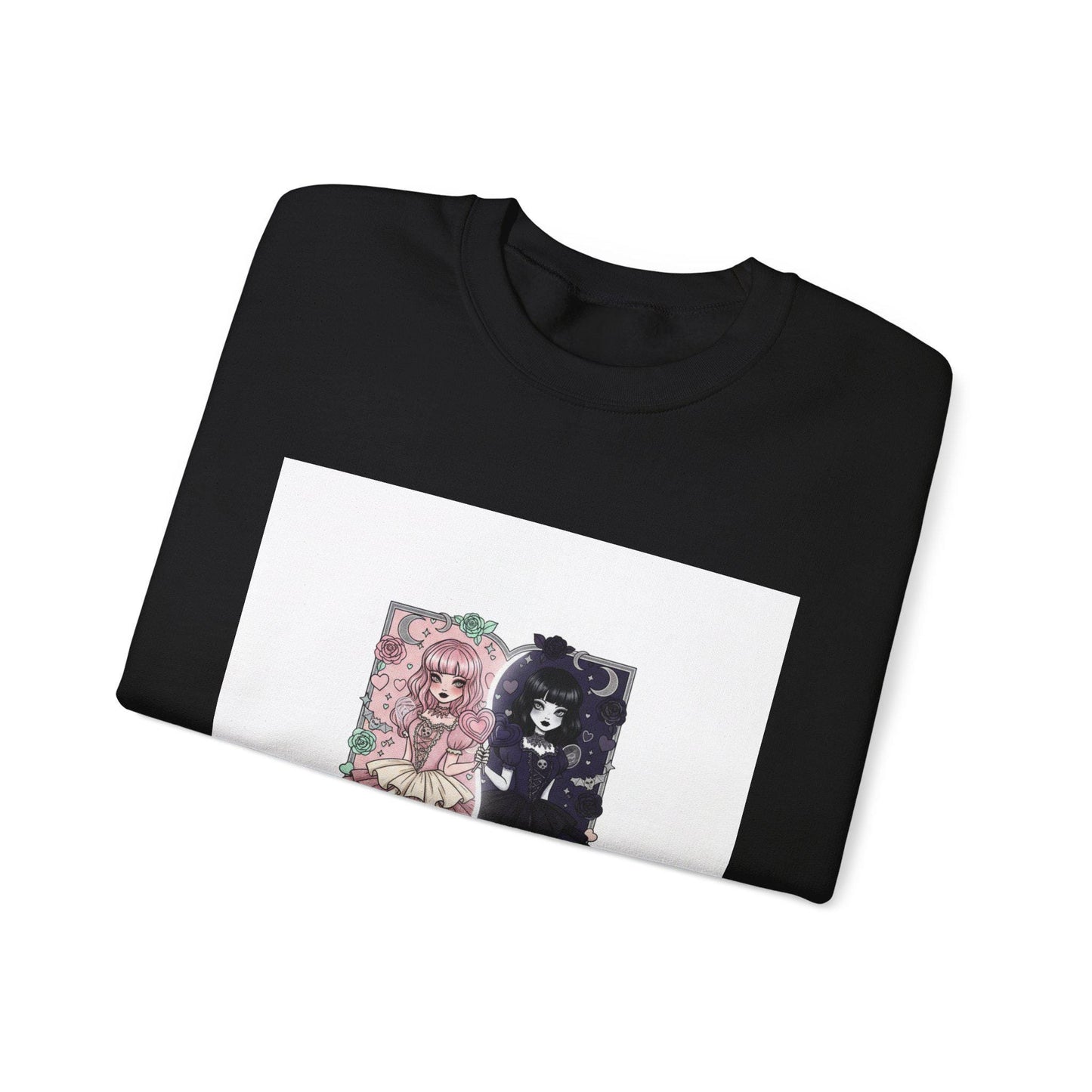 Galentine's Cat Duo Sweatshirt | Floral Pink & Black Kitty Design