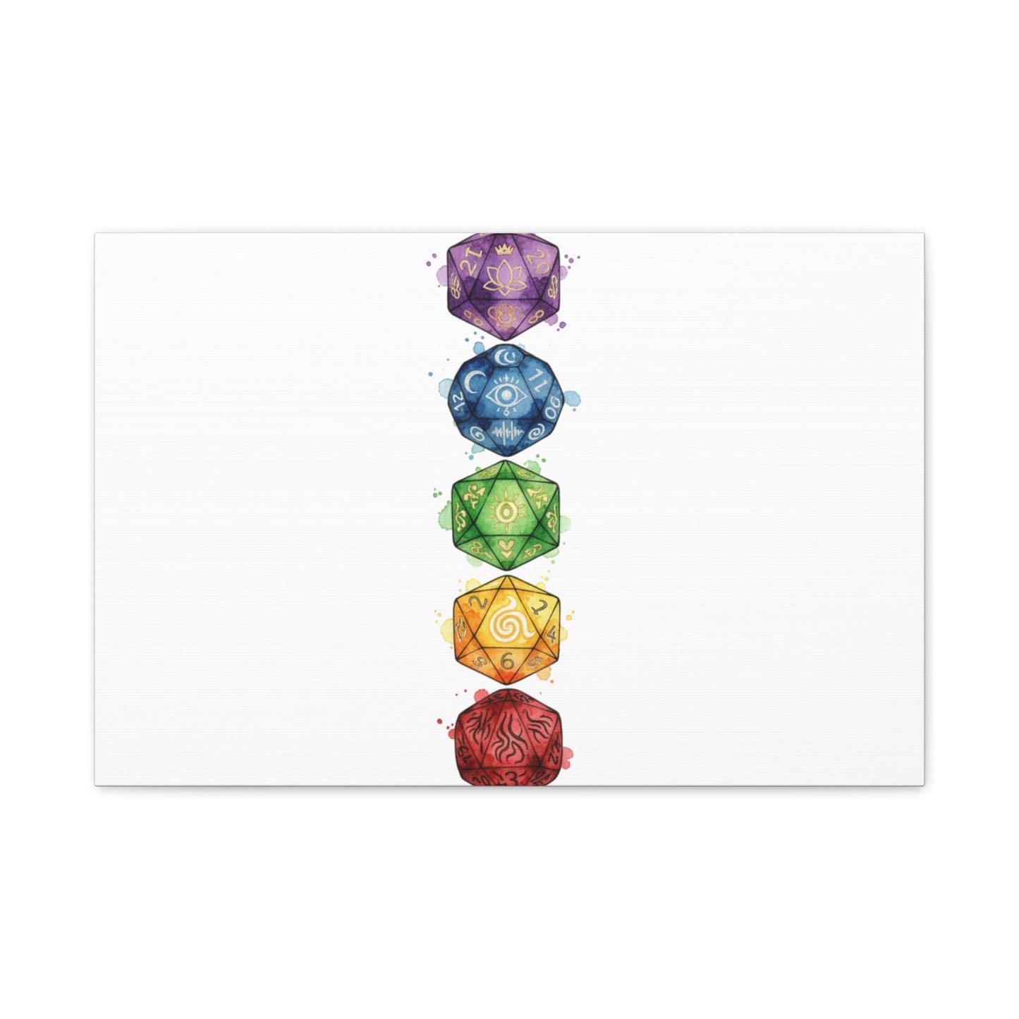 Rainbow Polyhedra Canvas | Fantasy Dice Wall Art, Witchy Medieval Nerdcore
