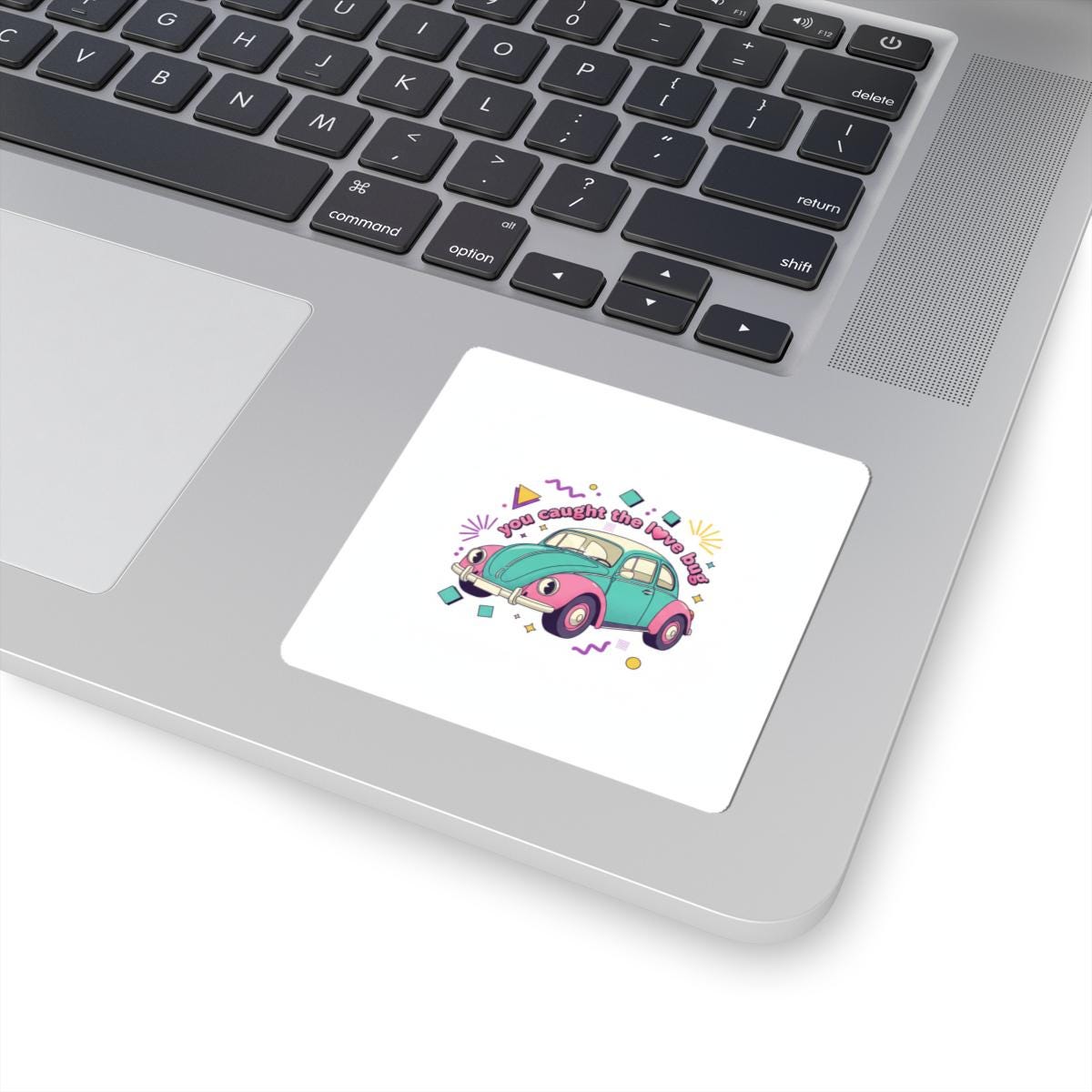 Retro Cartoon Beetle Sticker | Vintage Car Illustration, Racing Flames