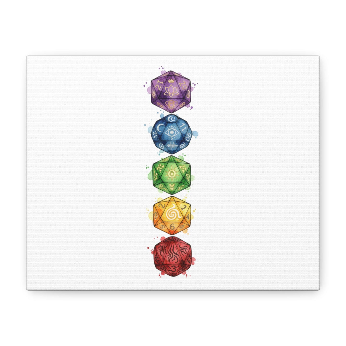 Rainbow Polyhedra Canvas | Fantasy Dice Wall Art, Witchy Medieval Nerdcore