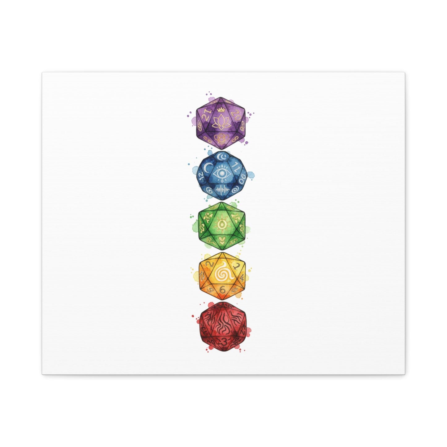 Rainbow Polyhedra Canvas | Fantasy Dice Wall Art, Witchy Medieval Nerdcore