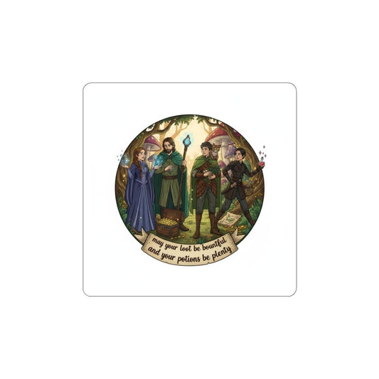 Medieval Party Adventurers Kiss-Cut Sticker | Witchy Fantasy, Olde Style Quote