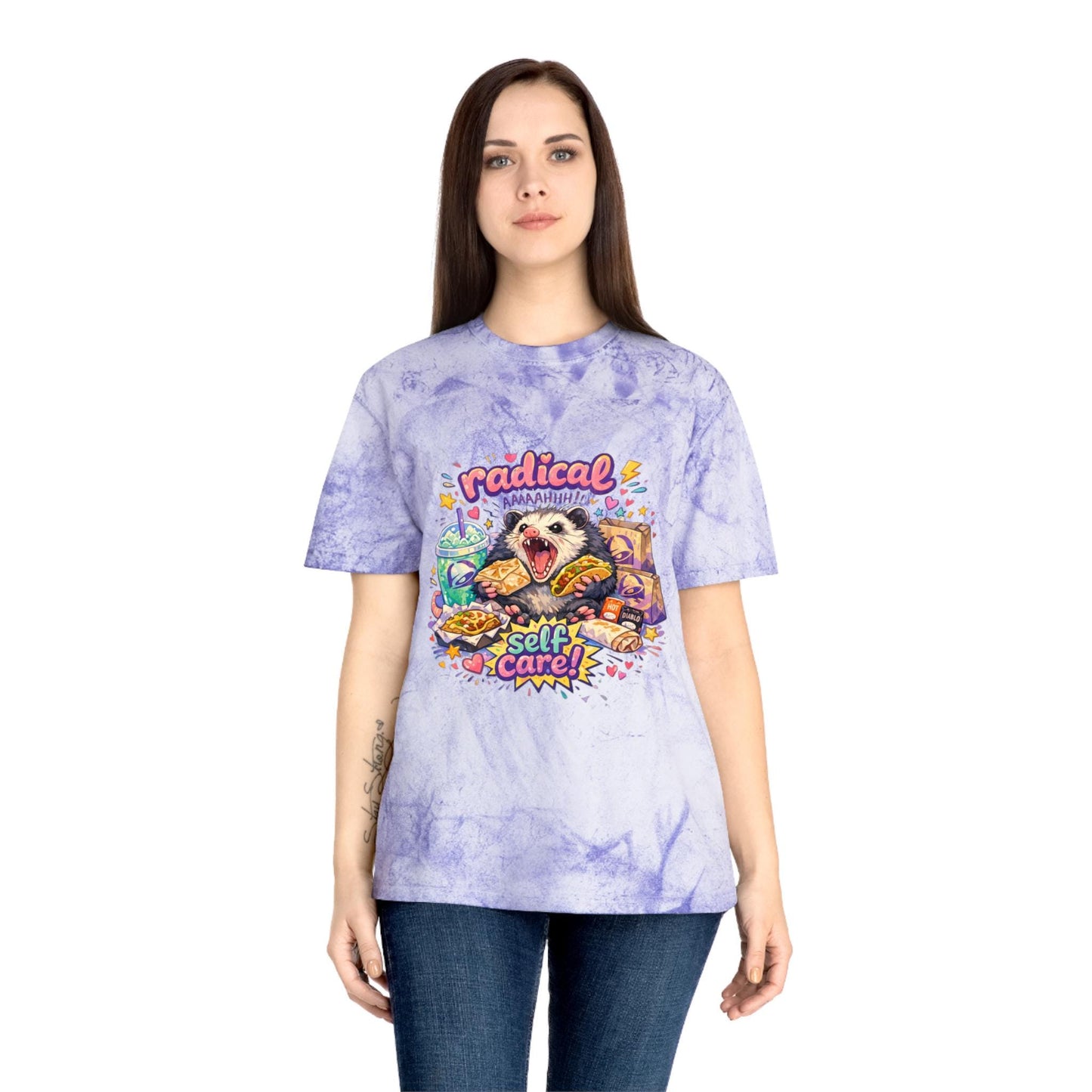 Radical Self Care possum T-Shirt | Tie Dye Relaxation Illustration