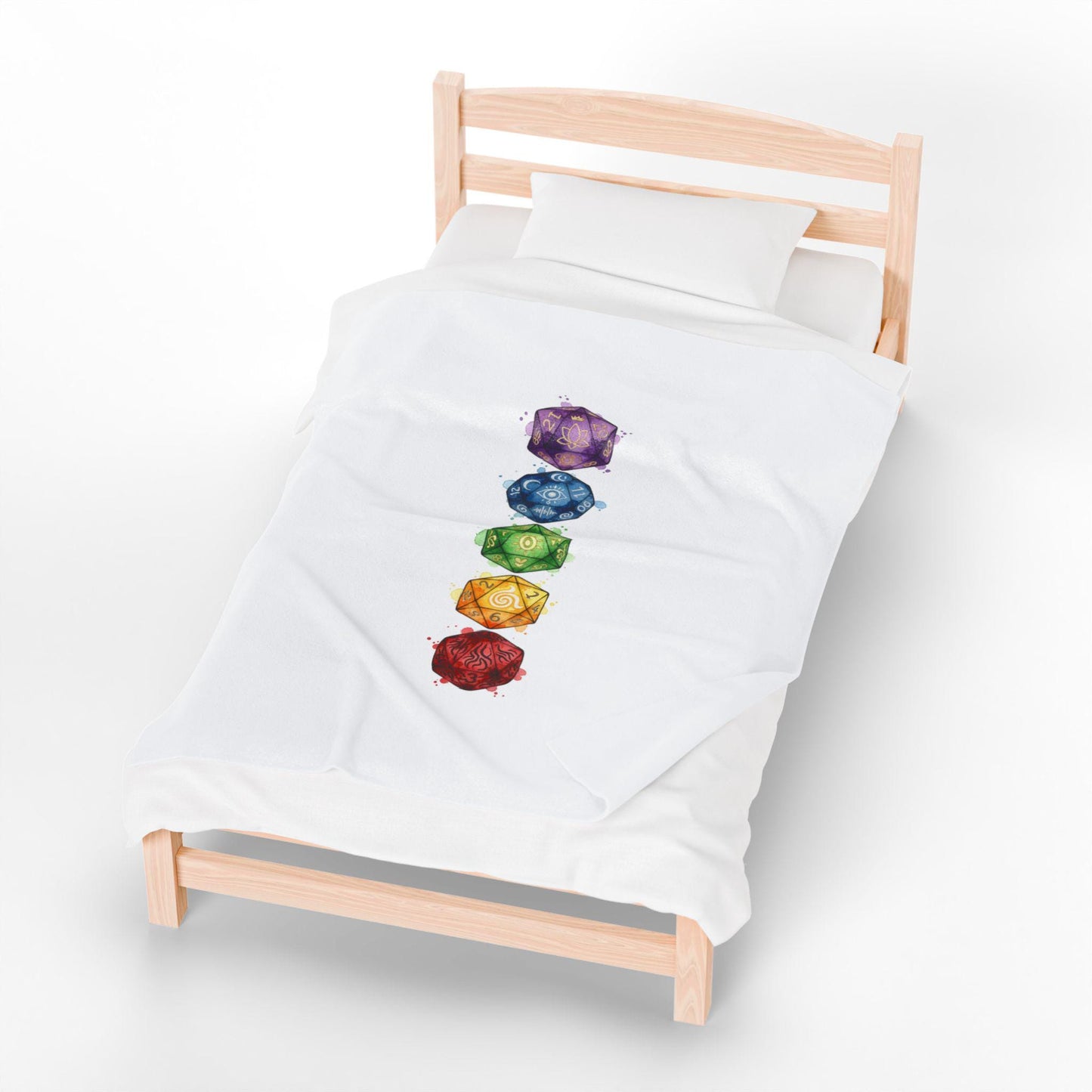 Chakra Dice Stack Velveteen Plush Blanket | Fantasy RPG, Witchy Medieval Home Throw