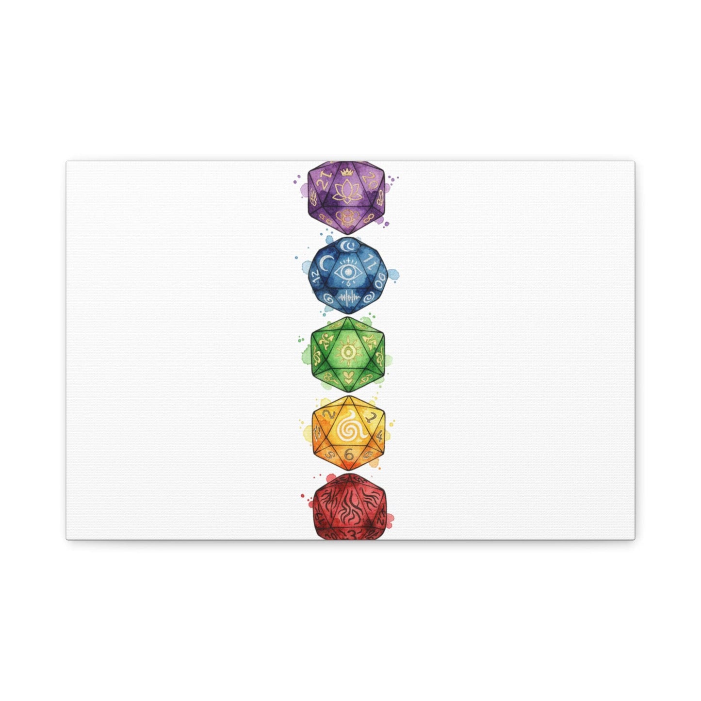 Rainbow Polyhedra Canvas | Fantasy Dice Wall Art, Witchy Medieval Nerdcore