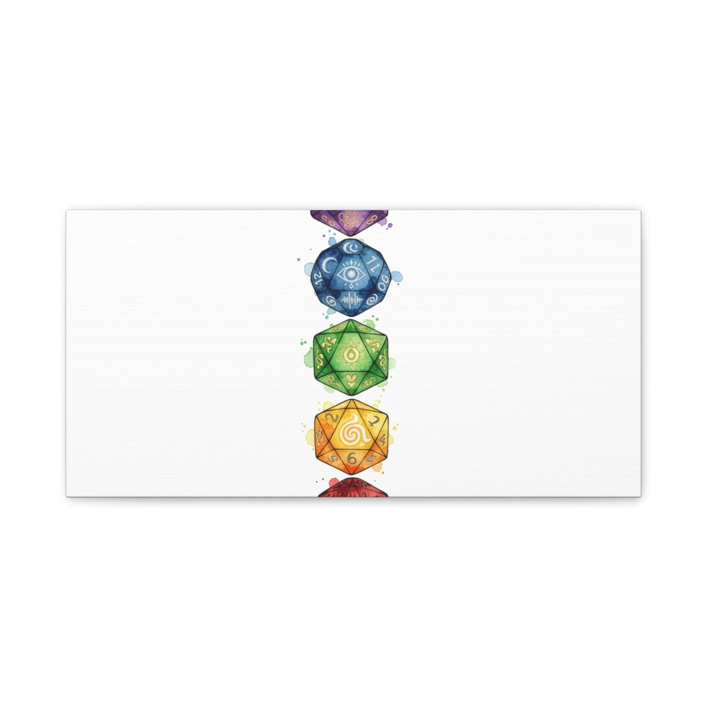 Rainbow Polyhedra Canvas | Fantasy Dice Wall Art, Witchy Medieval Nerdcore