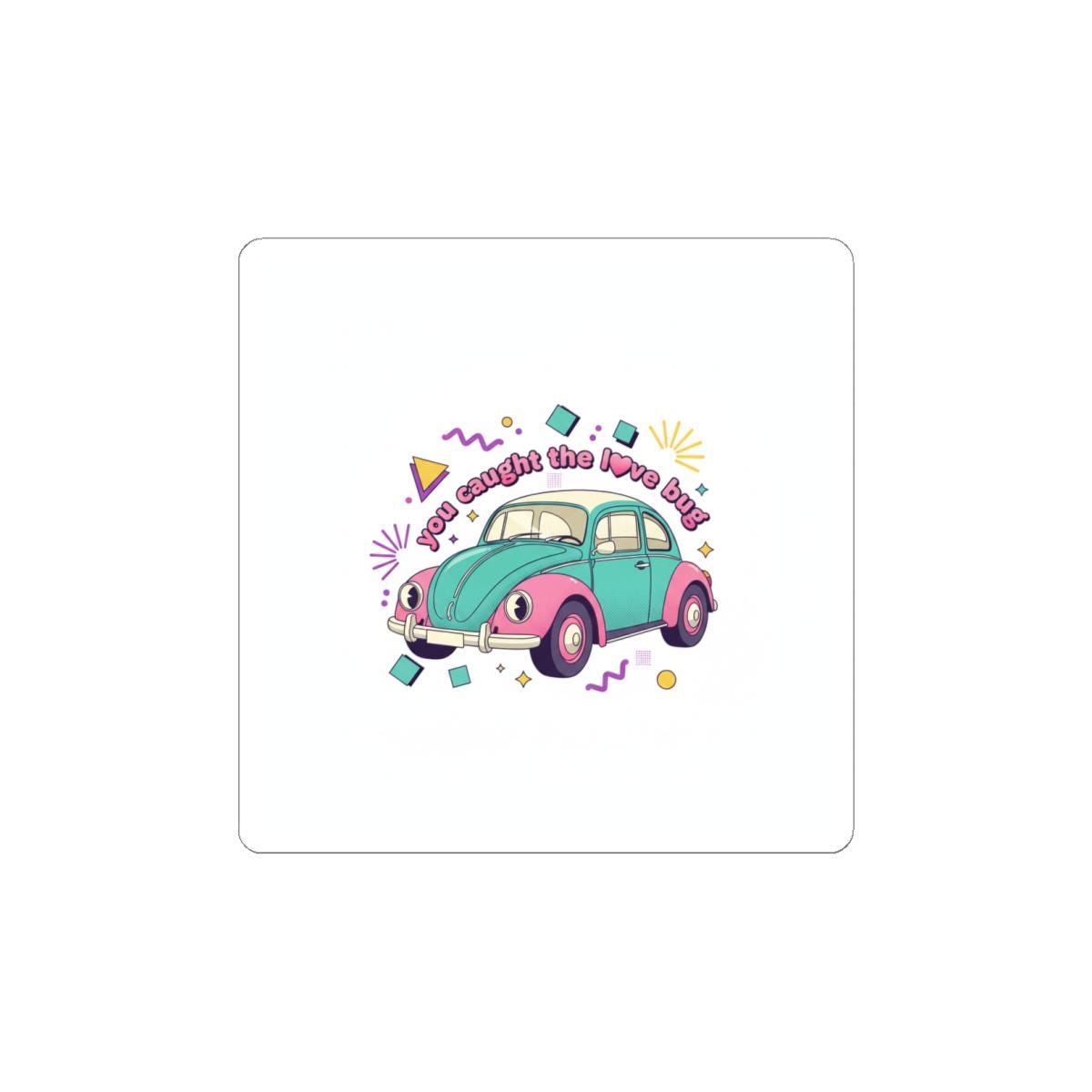 Retro Cartoon Beetle Sticker | Vintage Car Illustration, Racing Flames