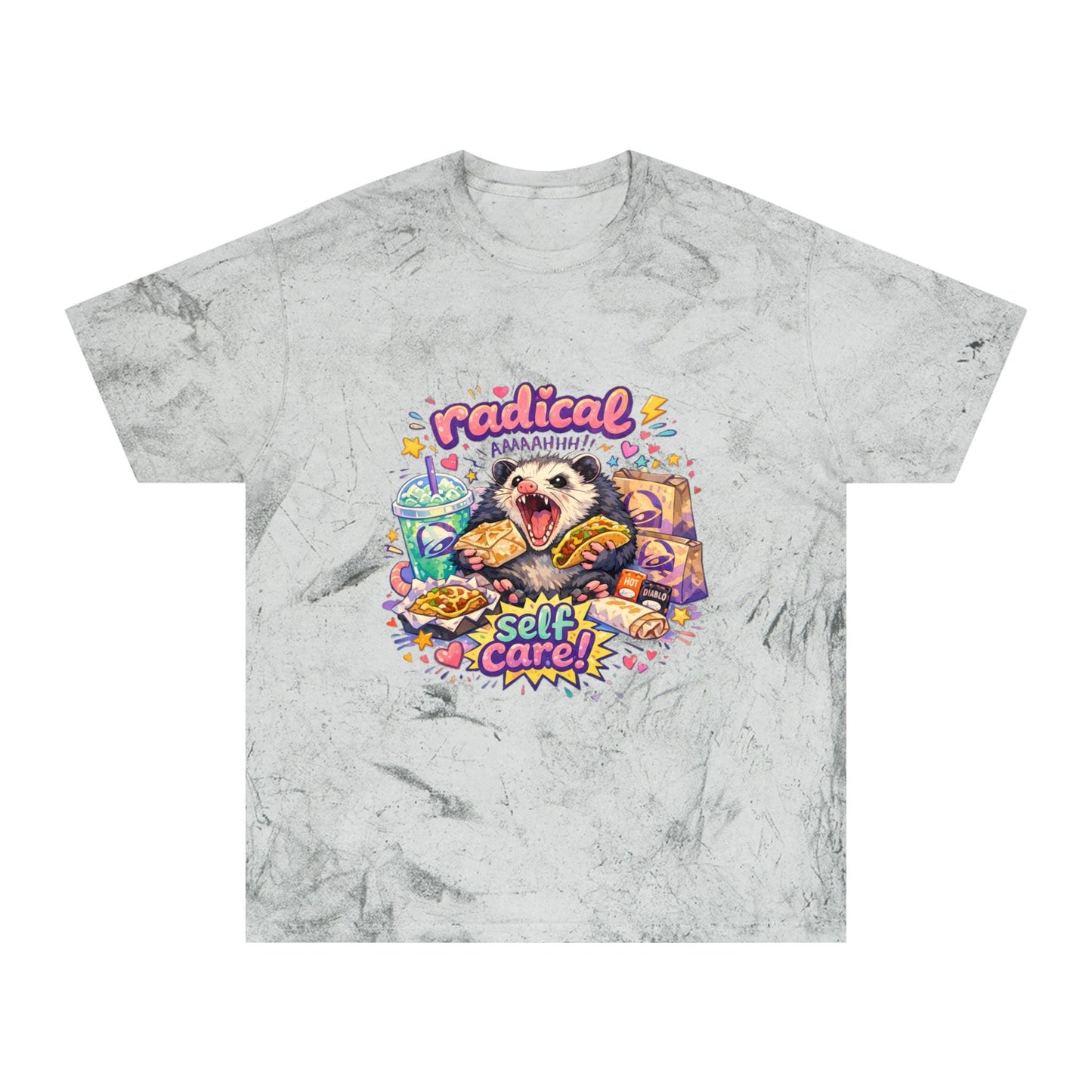Radical Self Care possum T-Shirt | Tie Dye Relaxation Illustration