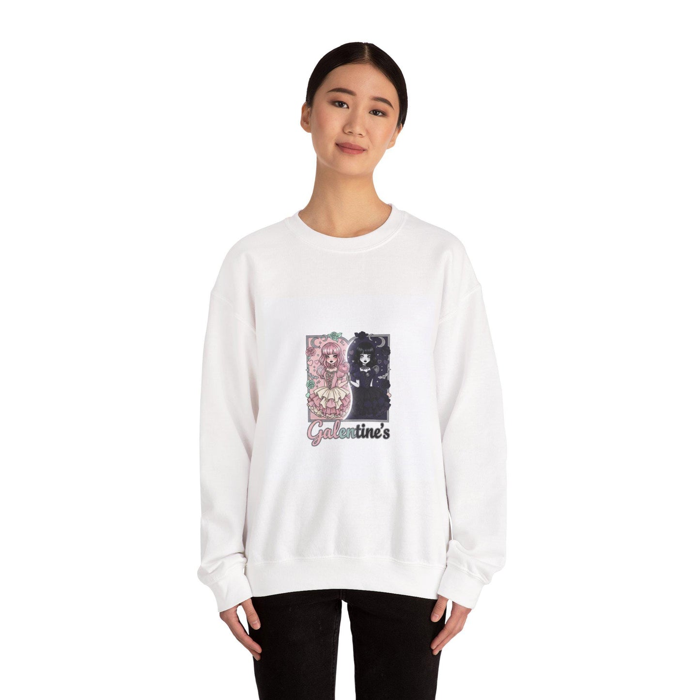 Galentine's Cat Duo Sweatshirt | Floral Pink & Black Kitty Design
