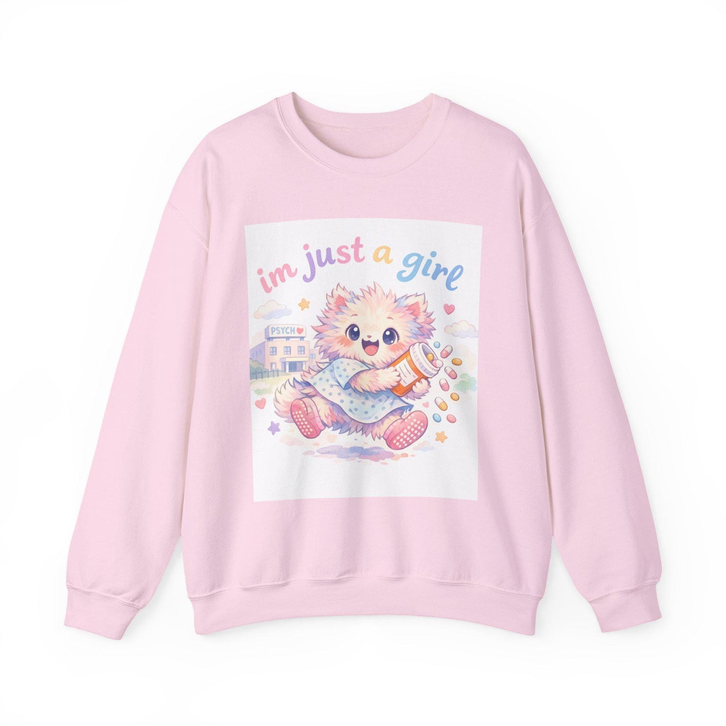 Pastel Kitten Crewneck Sweatshirt | "I'm Just a Girl" Design