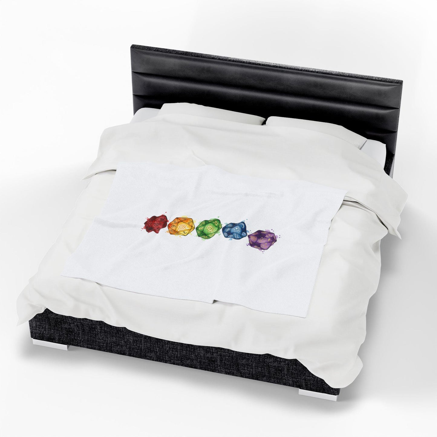 Chakra Dice Stack Velveteen Plush Blanket | Fantasy RPG, Witchy Medieval Home Throw