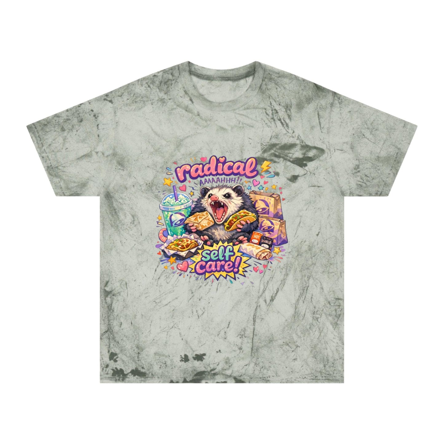 Radical Self Care possum T-Shirt | Tie Dye Relaxation Illustration