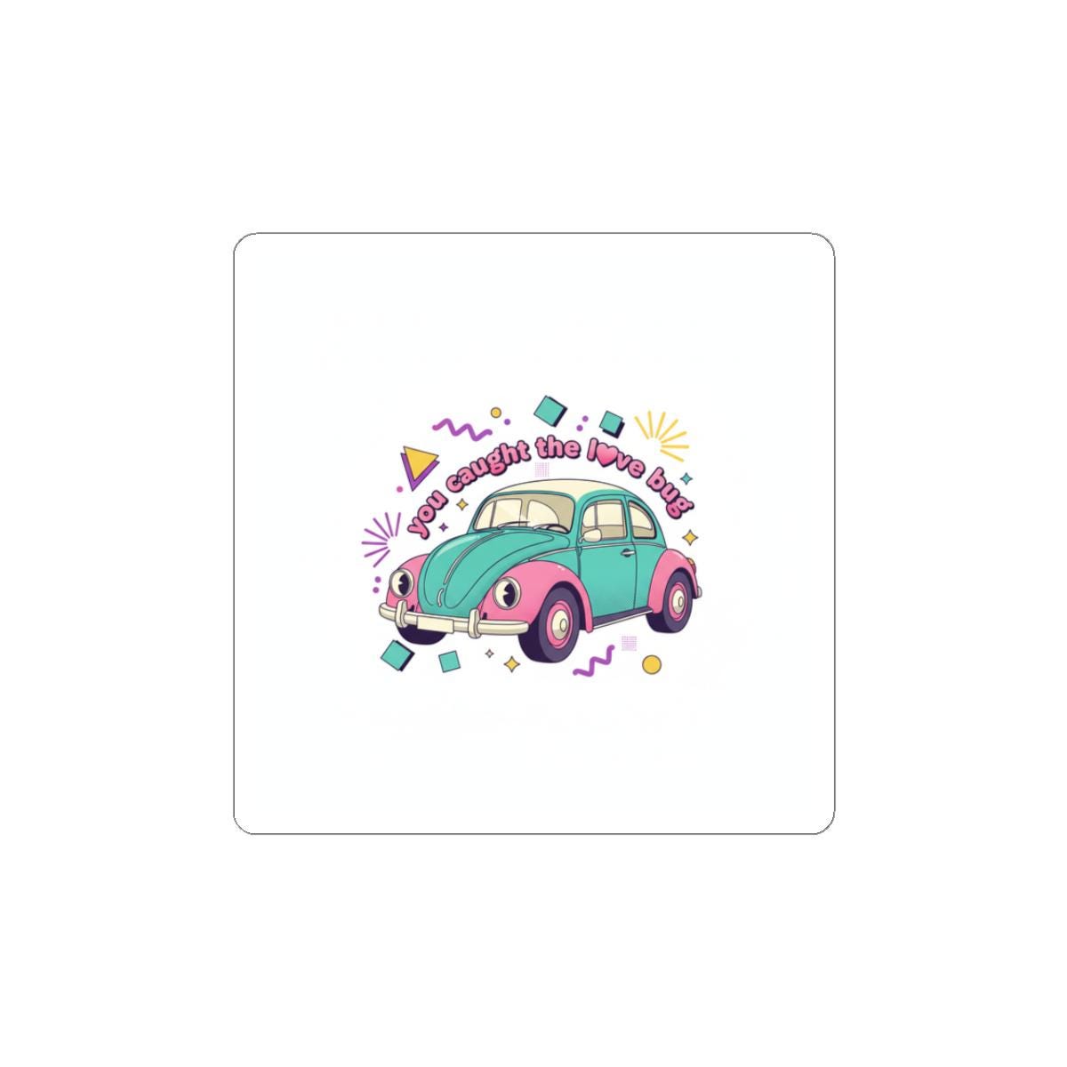 Retro Cartoon Beetle Sticker | Vintage Car Illustration, Racing Flames