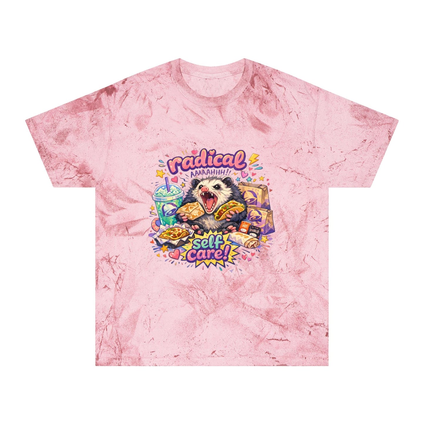 Radical Self Care possum T-Shirt | Tie Dye Relaxation Illustration