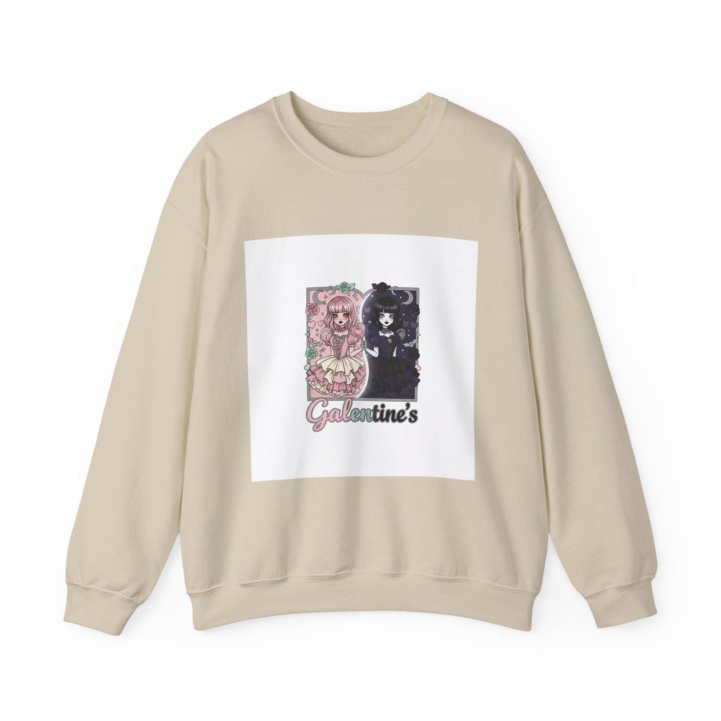 Galentine's Cat Duo Sweatshirt | Floral Pink & Black Kitty Design