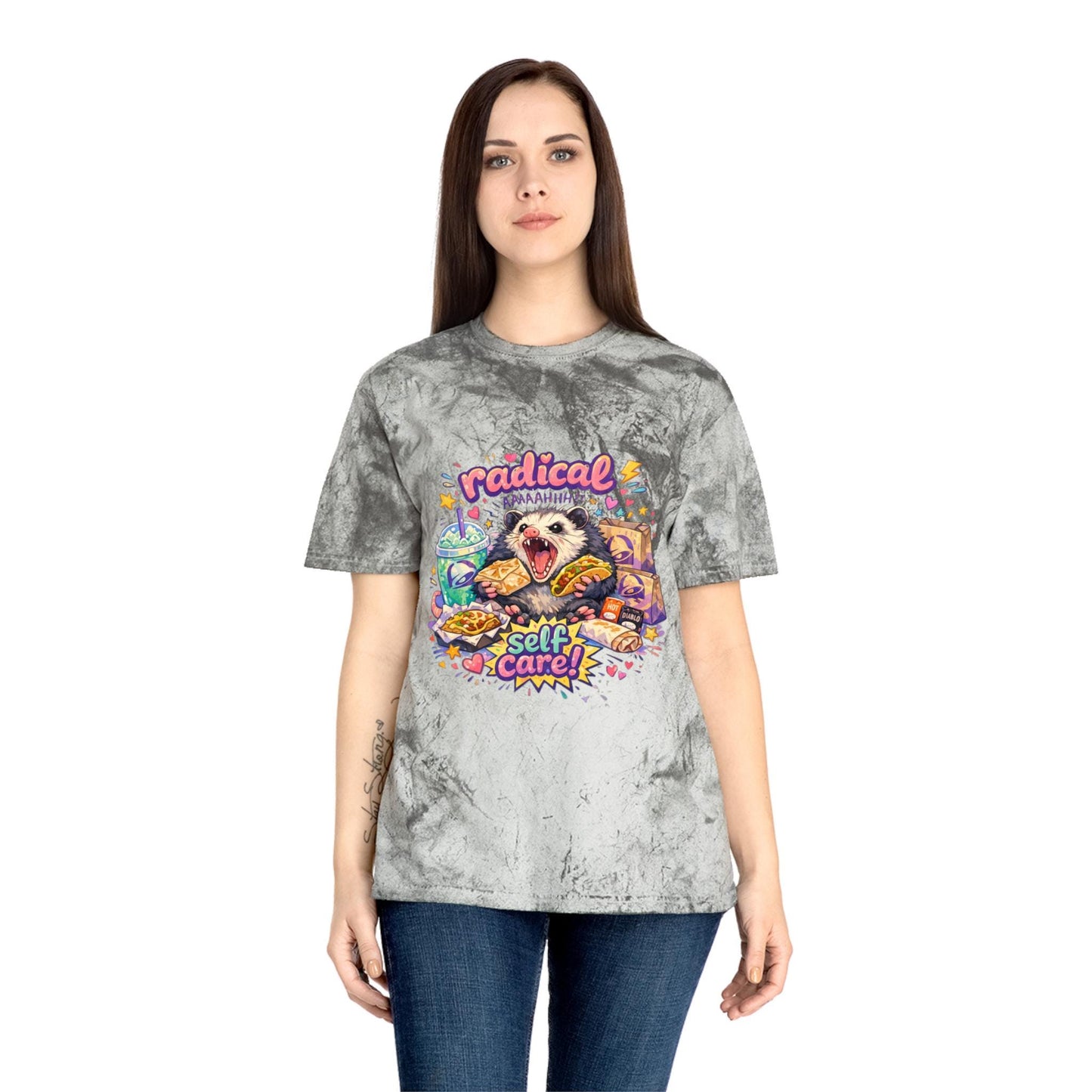 Radical Self Care possum T-Shirt | Tie Dye Relaxation Illustration